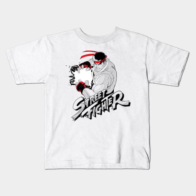 Street Fighter - Ryu - Hadoken (Ver 2) Kids T-Shirt by CoolDojoBro